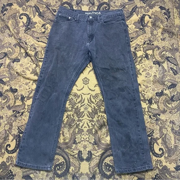 Vtg Y2K Nautica Jeans Mens Size 36x32 Baggy Black Skater Hip‎ Hop Actual - Picture 2 of 11